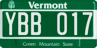 VT license plate YBB017