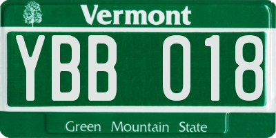 VT license plate YBB018