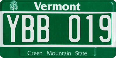 VT license plate YBB019
