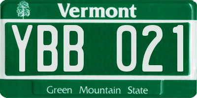 VT license plate YBB021