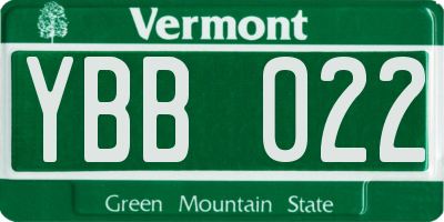 VT license plate YBB022