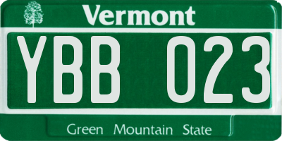 VT license plate YBB023