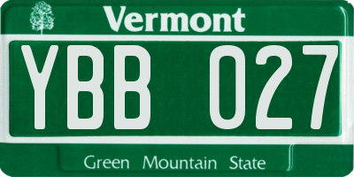 VT license plate YBB027