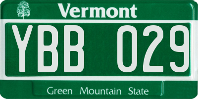 VT license plate YBB029