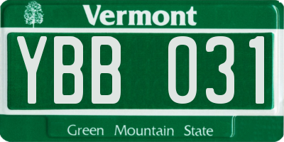 VT license plate YBB031