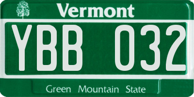 VT license plate YBB032