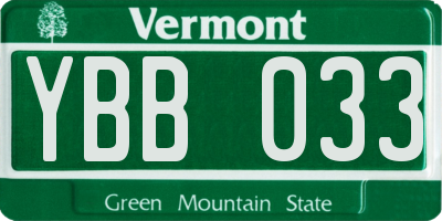 VT license plate YBB033