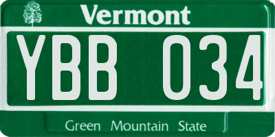 VT license plate YBB034