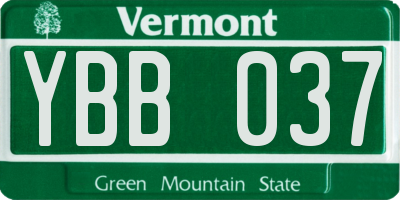 VT license plate YBB037