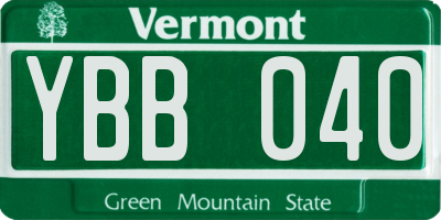 VT license plate YBB040