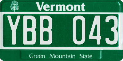 VT license plate YBB043