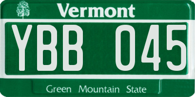 VT license plate YBB045
