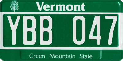 VT license plate YBB047