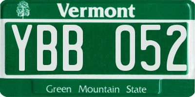 VT license plate YBB052