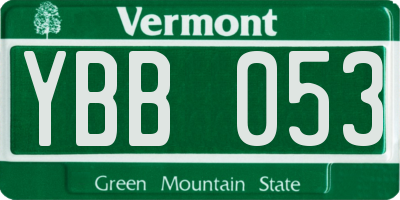 VT license plate YBB053