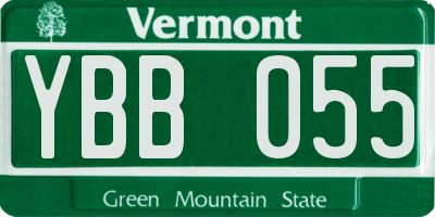 VT license plate YBB055
