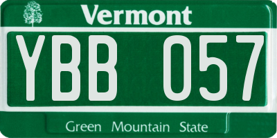 VT license plate YBB057