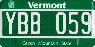 VT license plate YBB059