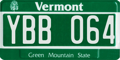 VT license plate YBB064