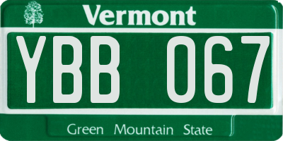 VT license plate YBB067