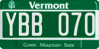 VT license plate YBB070