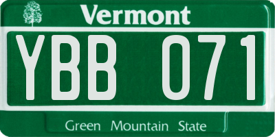 VT license plate YBB071