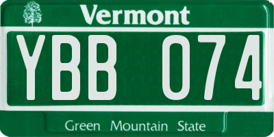 VT license plate YBB074