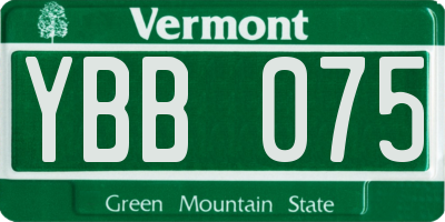 VT license plate YBB075