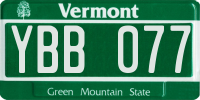 VT license plate YBB077