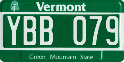 VT license plate YBB079