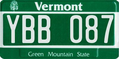VT license plate YBB087