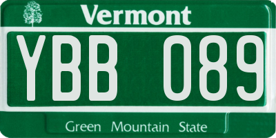 VT license plate YBB089