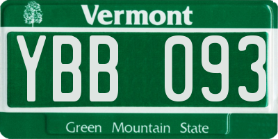 VT license plate YBB093