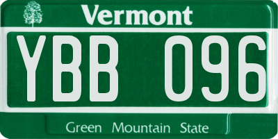 VT license plate YBB096