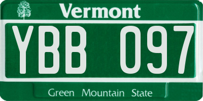 VT license plate YBB097