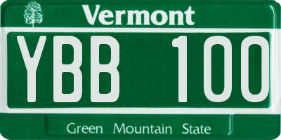 VT license plate YBB100