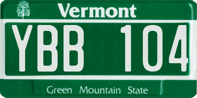 VT license plate YBB104