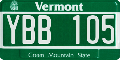 VT license plate YBB105
