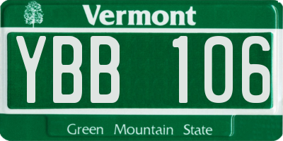 VT license plate YBB106
