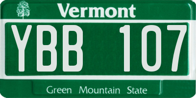 VT license plate YBB107