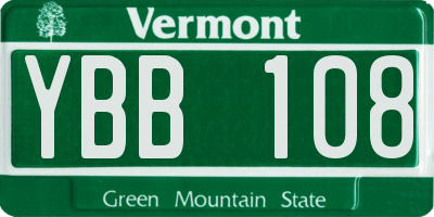 VT license plate YBB108