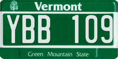 VT license plate YBB109