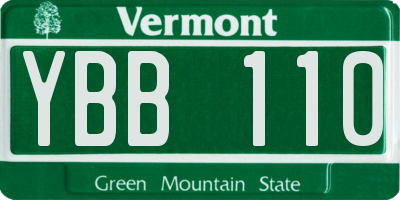VT license plate YBB110