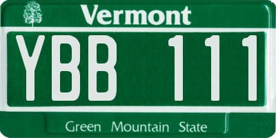 VT license plate YBB111