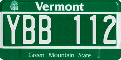 VT license plate YBB112