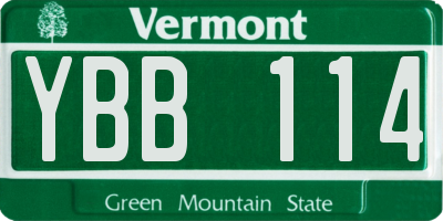 VT license plate YBB114