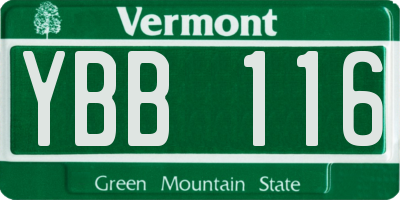 VT license plate YBB116
