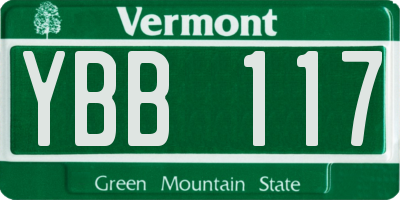 VT license plate YBB117