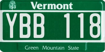 VT license plate YBB118