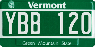 VT license plate YBB120